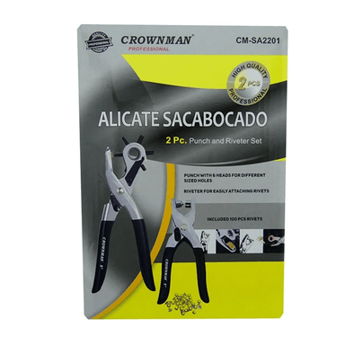 SET ALICATES SACABOCADO 2 PIEZAS OJETILLOS CROWNMAN CMSA2201 - 2