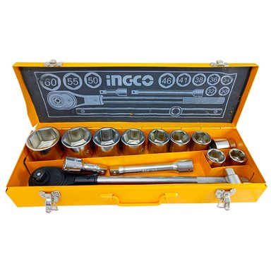 KIT SET JUEGO DE DADOS CHICHARRA CUADRANTE 3/4 15 PCS INGCO - 1
