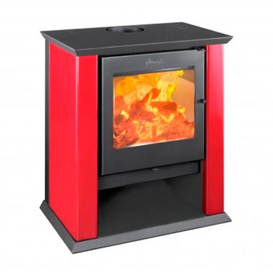 ESTUFA A LEÑA CLASSIC 500 ROJO ITALIANO AMESTI + KIT - 1