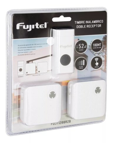 TIMBRE INALAMBRICO FUJITEL DOBLE RECEPTOR 180 METROS BLANCO - 2