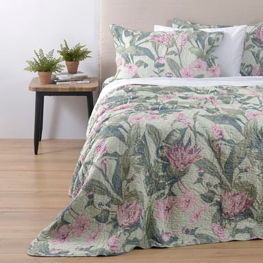 CUBRECAMA QUILT ESTAMPADO 2 PL SUMMER VERDE - 1