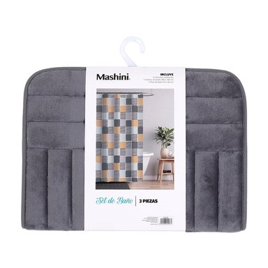 SET CORTINA+PISO BAÑO 3 PIEZAS MASHINI JULIE - 3
