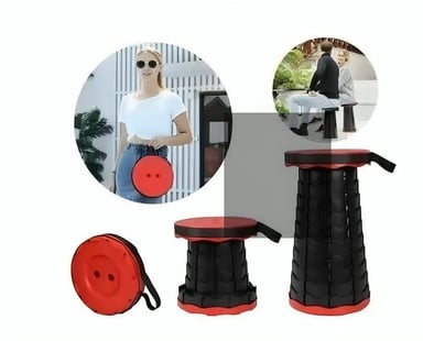TABURETE PLEGABLE SILLA RETRACTIL ROJO - 5