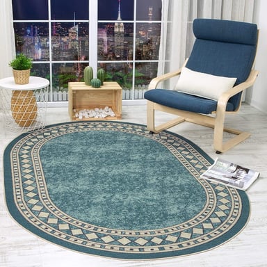 ALFOMBRA MROTTO ANTIDESLIZANTE CONTEMPORÁNEA MODERNA ALFODIA REDONDA CELESTE GOMA 150 X 150 CM - 1