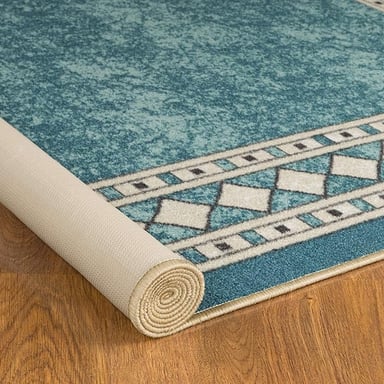 ALFOMBRA MROTTO ANTIDESLIZANTE CONTEMPORÁNEA MODERNA ALFODIA REDONDA CELESTE GOMA 150 X 150 CM - 3