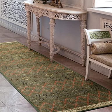 ALFOMBRA MROTTO ANTIDESLIZANTE CONTEMPORÁNEA MODERNA ALFODIA PASILLO VERDE 60 X 305 CM - 1