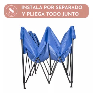 TOLDO PLEGABLE 3 X 3 METROS IMPERMEABLE COLOR AZUL TERRAZA - 4