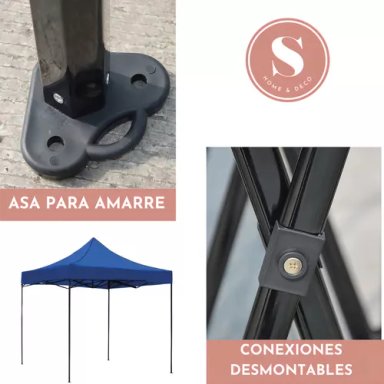 TOLDO PLEGABLE 3 X 3 METROS IMPERMEABLE COLOR AZUL TERRAZA - 8