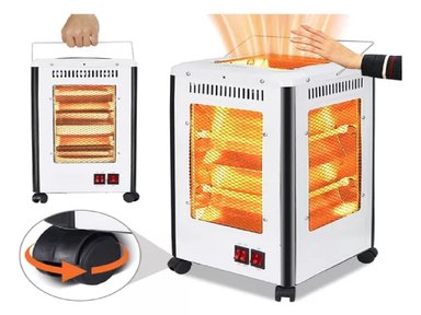 ESTUFA CALEFACTOR 5 LADOS CUARZO HALÓGENO 2000W OMNIDIRECCIONAL RUEDAS - 1