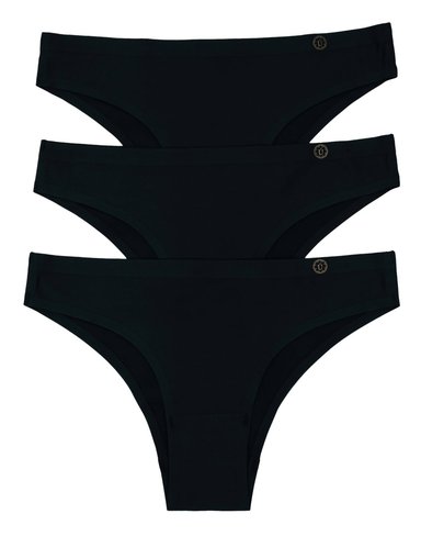 PACK X3 CALZÓN MUJER UNICA LINGERIE BIKINI MICROFIBRA SIN DEMARCACIÓN NEGRO - 1