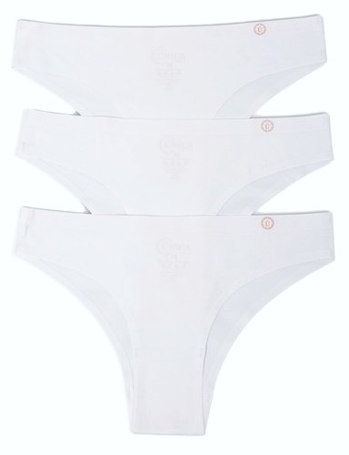 PACK X3 CALZÓN MUJER UNICA LINGERIE BIKINI MICROFIBRA SIN DEMARCACIÓN BLANCO - 1