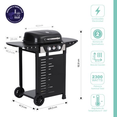 SET PARRILLA ELECTRICA 2 QUEMADORES MANHATTAN BLACK + FUNDA XS - 2