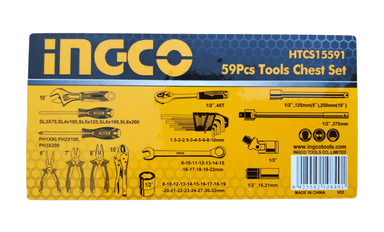 SET HERRAMIENTAS INGCO CAJA METALICA INDUSTRIAL + 59 HTAS MAN - 3