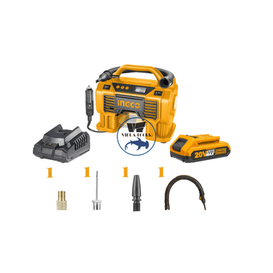 KIT INGCO COMPRESOR INALÁMBRICO 20V 160 PSI + BAT+ CARG+ ACC - 1