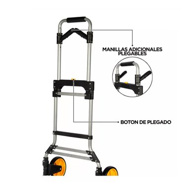 CARRO PLEGABLE SIN MARCA 150 KG 52 X 50 X 115 CM TIPO YEGUA ASA ACERO - 4