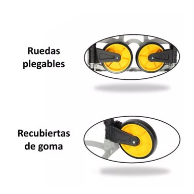 CARRO PLEGABLE SIN MARCA 150 KG 52 X 50 X 115 CM TIPO YEGUA ASA ACERO - 7