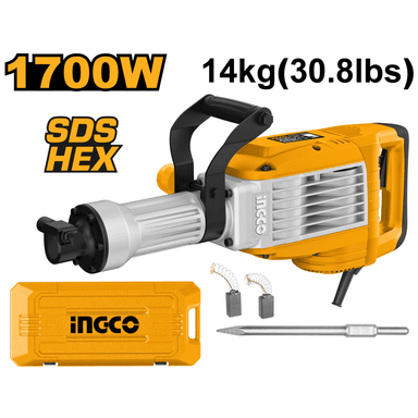MARTILLO DEMOLEDOR INDUSTRIAL INGCO 1700W SDS HEX 50 JOULES - 8
