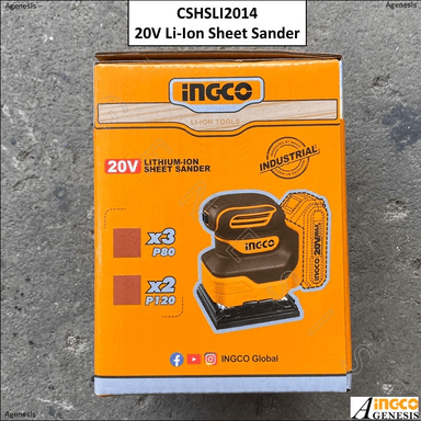 LIJADORA ORBITAL INALAMBRICA INGCO 20V 110X100 MM CSHSLI2014 - 10