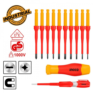 JUEGO 12 PCS DESTORNILLADORES AISLADOS INTERCAMBIABLE INGCO - 7