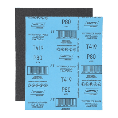 SET 10 LIJAS AL AGUA AUTOMOTRIZ T-419 230X280 MM NORTON GRANO 80 - 1
