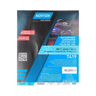 SET 10 LIJAS AL AGUA AUTOMOTRIZ T-419 230X280 MM NORTON GRANO 60 - 3