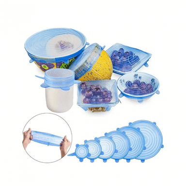 SET 6 TAPAS SILICONA EXTENSIBLE ANTI ESCURRIMIENTOS - 1