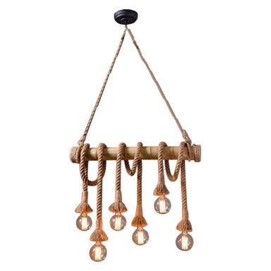 LAMPARA COLGANTE DE TECHO SOGA BAMBU 6 AMPOLLETAS VINTAGE - 1