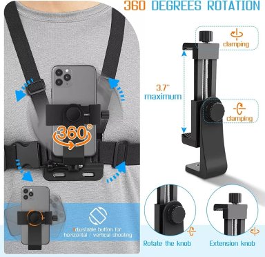 SOPORTE CELULAR AJUSTABLE KIT ARNES DE PECHO CORREA SELFIE - 4