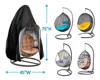 FUNDA SILLA COLGANTE DURADERA IMPERMEABLE RESISTENTE NEGRO - 2