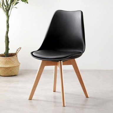 COMEDOR MEDLOCK VIDRIO 140X90 + 6 SILLAS TULIP COLOR NEGRO - 2