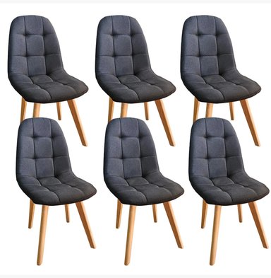 COMEDOR MESA EXPANDIBLE 100 - 180CM + 6 SILLAS CAPITONNE LINO NEGRO - 6