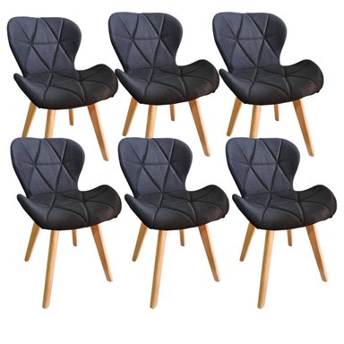 COMEDOR WARWICK 120CM + 6 SILLAS MARIPOSA LINO NEGRO - 6