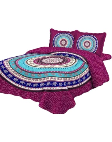 CUBRECAMA MULTICOLOR QUILT 2 PLAZAS+2 FUNDAS VERANO FRESCO 13N02 - 1