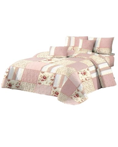 CUBRECAMA TURQUESA QUILT MAS JUEGO SABANAS 2 PLAZA - 2