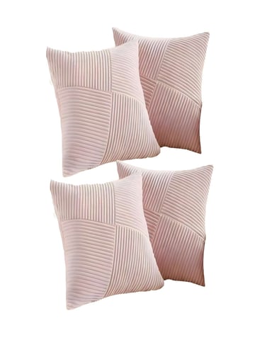 PACK DE 4 FUNDAS DE COJIN FELPA ROSA - 1