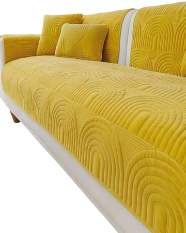 PACK DE 5 FUNDAS PARA SOFA CON DISEÑO AMARILLO - 1