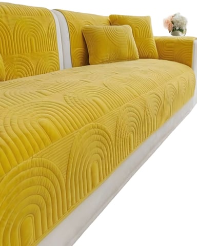 PACK DE 5 FUNDAS PARA SOFA CON DISEÑO AMARILLO - 2
