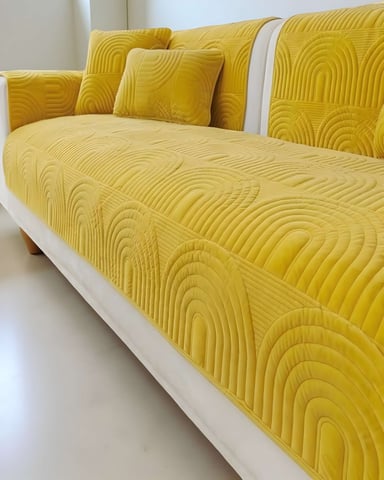 PACK DE 5 FUNDAS PARA SOFA CON DISEÑO AMARILLO - 3