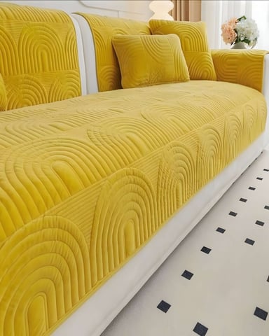 PACK DE 5 FUNDAS PARA SOFA CON DISEÑO AMARILLO - 4