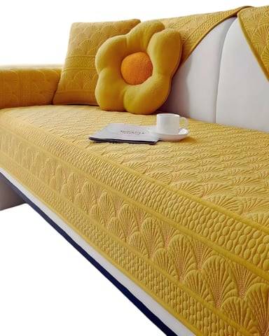 PACK DE 5 FUNDAS PARA SOFA CON DISEÑO AMARILLO - 1