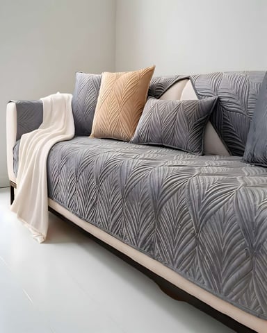 PACK DE 5 FUNDAS PARA SOFA CON DISEÑO GRIS - 3
