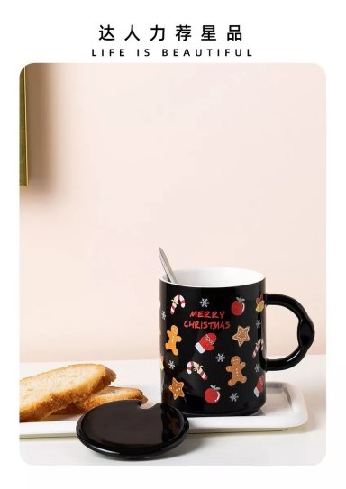 TAZA DE NAVIDAD CON TAPA Y CUCHARA MUG NAVIDEÑO DECORACIÓN - 3