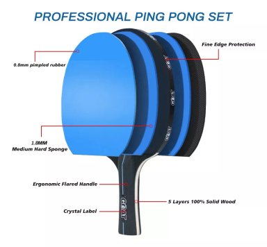 PACK X2 PALETAS DE PING PONG + 2 PELOTAS + ESTUCHE - 2