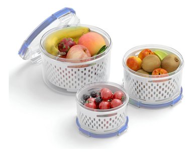 X3 TUPPER HERMÉTICO ALIMENTOS FRESCOS CON CESTA DE DRENAJE - 1
