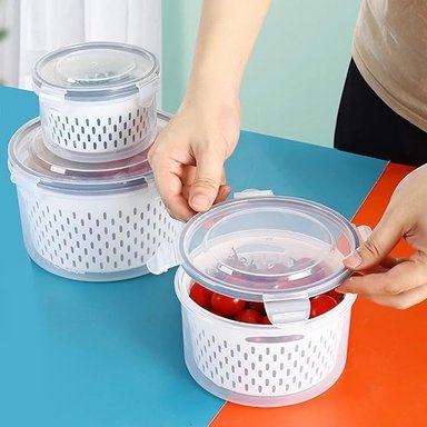 X3 TUPPER HERMÉTICO ALIMENTOS FRESCOS CON CESTA DE DRENAJE - 8
