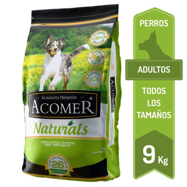 ALIMENTO SECO PERROS ADULTO ACOMER 9 KG NATURALS - 1
