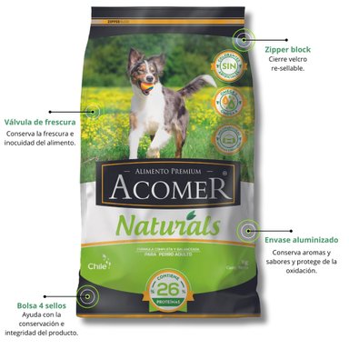 ALIMENTO SECO PERROS ADULTO ACOMER 9 KG NATURALS - 4