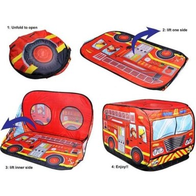 CARPA PLEGABLE COW TENT ROJO PARA NIÑOS DISEÑO BOMBEROS - 3