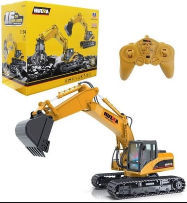 RETROEXCAVADORA HUI NA TOYS AMBAR HUINA ESCALA 1:16 DE ALEACION 1510 CON CONTROL REMOTO 2.4 GHZ - 1