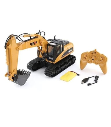 RETROEXCAVADORA HUI NA TOYS AMBAR HUINA ESCALA 1:16 DE ALEACION 1510 CON CONTROL REMOTO 2.4 GHZ - 2